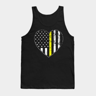 Thin Gold Line Distressed American Flag Heart Tank Top